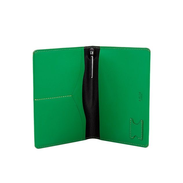 A-SLIM Leather Passport Holder Hoshi - Green